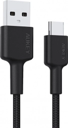 Aukey USB‑C–USB‑A kábel 2 m, 60 W, nejlonszövet, fekete