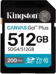 SD kártya 512 GB Kingston Canvas Go Plus 200/160 MB/s C10 U3 V30
