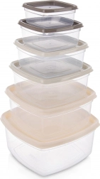 Étel­tároló dobozok tetővel, 6 db