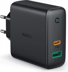 Hálózati töltő AUKEY PA-D3 2×USB Power Delivery 60 W-tal