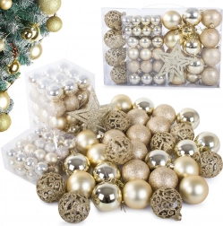 100 darabos karácsonyi díszkészlet arany csillagokkal