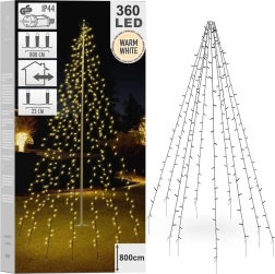 Karácsonyi láncos világítás 360 LED-del oszlopra