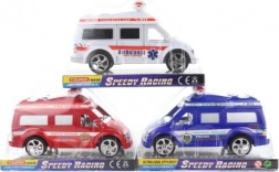 Tehetetlenségi hajtású mentőautó, műanyag, 19 cm