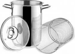 ANETT rozsdamentes acél spárga- és tésztafőző edény kosárral és üvegfedővel, 16 cm, 4,2 l