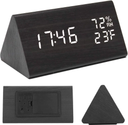 Elektronikus fa hatású ébresztőóra hőmérővel és páratartalom-mérővel