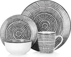 16 részes porcelán étkészlet geometrikus mintával