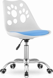 Modern fehér és kék irodai szék króm talppal