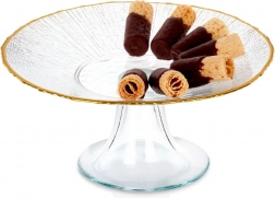 Üveg tortaállvány arany szegéllyel 21 cm