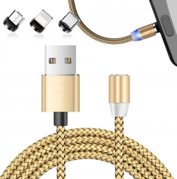 Mágneses töltőkábel 3 az 1-ben micro USB, Type-C és Lightning, 1 m