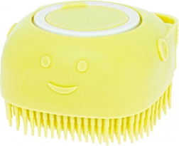 Szilikon fürdetőkefe kutyáknak és macskáknak adagolóval – sárga