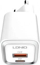 LDNIO 20 W gyorstöltő USB‑C és USB csatlakozóval + USB‑C – Lightning (MFi) kábel