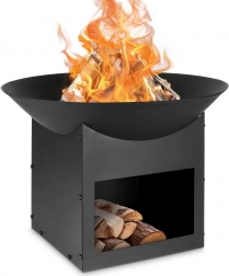 Ambiance 56 cm-es kerti fém tűzrakóhely fahasáb‑tárolóval