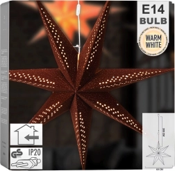 Függesztett világító bársony csillag 60 cm, barna