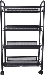 Fürdőszobai és konyhai állvány négy tágas polccal - fekete