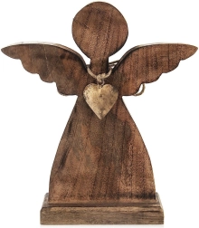 Fa angyalfigura mangófából 27 × 30 cm