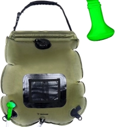 Napelemes kempingzuhany 20 l hőmérővel