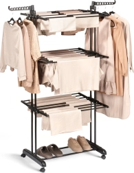 Fém függőleges ruhaszárító kerekekkel 125 × 170 cm – VILDE