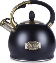 Fekete rozsdamentes acél sípoló vízforraló, 3 l