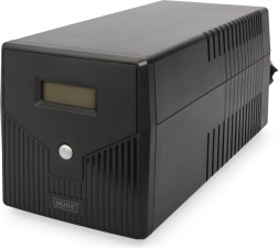 Line-interaktív LCD-s UPS, 1000 VA/600 W, 2x12 V/7 Ah, AVR, 4x SCHUKO, USB, RS232, RJ45
