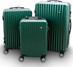 Gurulós bőröndök Barut – zöld, 3 darabos szett