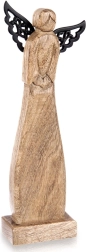 Mangkófából készült fa angyalfigura, 34 cm