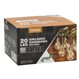 Napelemes kerti girland 20 LED meleg fehér 5,8 m IP44