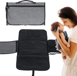 Utazó pelenkázó alátét összehajtható táskával – szürke