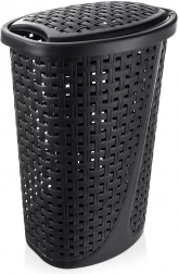 Műanyag szennyeskosár 45 l, fedéllel, fekete