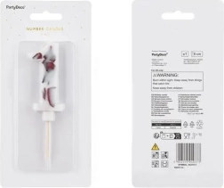 Fehér, 1-es szám alakú születésnapi gyertya márványmintával, 8 cm