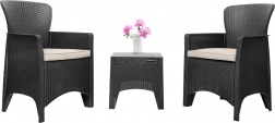 Kerti bútor készlet teraszra vagy erkélyre – 2 szék + asztal fekete