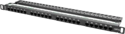 Patch panel 24 porttal 0.5U Cat.5e fekete