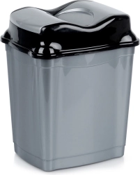 Műanyag hulladékgyűjtő billenő fedéllel, 9 l, szürke