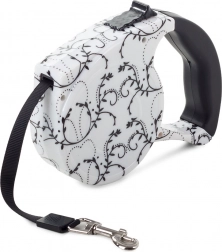 Automatikus póráz blokkoló funkcióval 5m, fehér liliomokkal