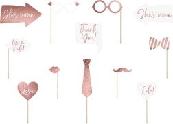 Esküvői fotós kellékek fehér és rózsaszín – 12 darabos készlet