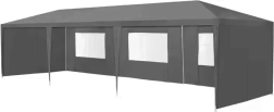 Kerti kereskedelmi sátor 3x9 m, 8 oldalfal, szürke