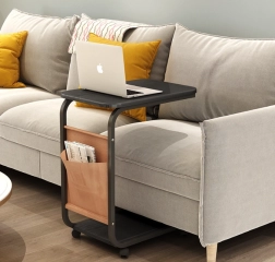 Mobil konferencia-/kanapé melletti asztal kerekeken – fekete