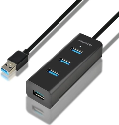 AXAGON HUE-S2BL 4 portos USB 3.2 Gen 1 hub töltéssel és 1,2 m-es kábellel