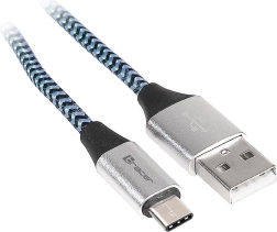 USB 2.0 Type‑C A apa – C apa kábel, 1,0 m, fekete/kék