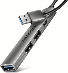 Axagon hue-sta alumínium USB hub 4× port (1× USB‑A 5 Gbps, 2× USB‑A 2.0, 1× USB‑C 2.0) 12 cm kábellel