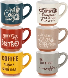 110 ml-es kerámia eszpresszócsészék, 6 darabos készlet