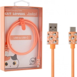 USB‑C töltőkábel narancssárga macskával