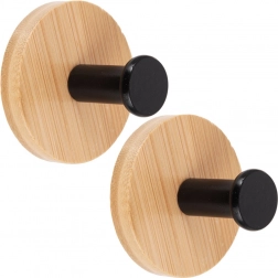 Öntapadós fa fali akasztók fekete fém tüskével, 5 cm, 2 db