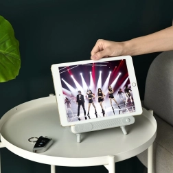 Retro TV stílusú papírzsebkendő-doboz telefon tartóval – Szürke