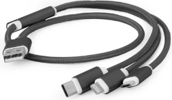 USB töltőkábel 3 az 1-ben, 1 m, fekete