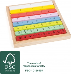 Small Foot oktató tábla törtekkel színes fából