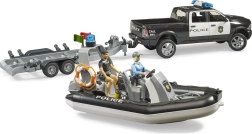 BRUDER rendőrségi RAM pick-up csónakkal és két figurával
