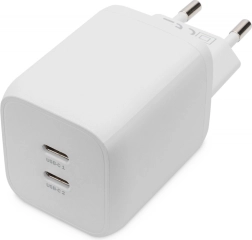 GaN 65 W töltő 2× USB‑C PD 3.0, fehér