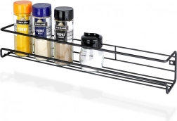 Fali fűszertartó, fekete, fémből