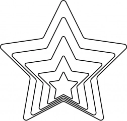 Csillag alakú süteményszaggató készlet, rozsdamentes acél, 5 db (1,5–7,5 cm)