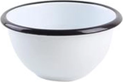 Zománcozott tálka 11 cm, fehér fekete peremmel, 300 ml